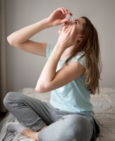 라섹 일주일 후 보호 렌즈를 제거하고 각막 안정을 위해 인공눈물을 넣는 모습