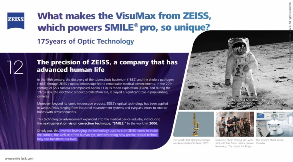 자이스스마일 개발 회사인 자이스社의 활동 영역을 설명하는 이미지